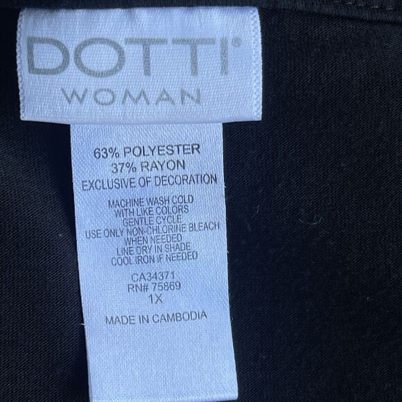 Dotti Blouse Womens Plus Size 1X Black Beaded Deep V 3/4 Sleeve Aztec Boho Tunic - Picture 5 of 10